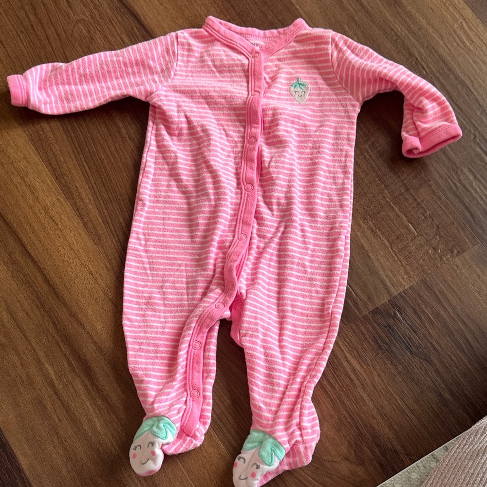 Carter's Pink Striped Footed One Piece